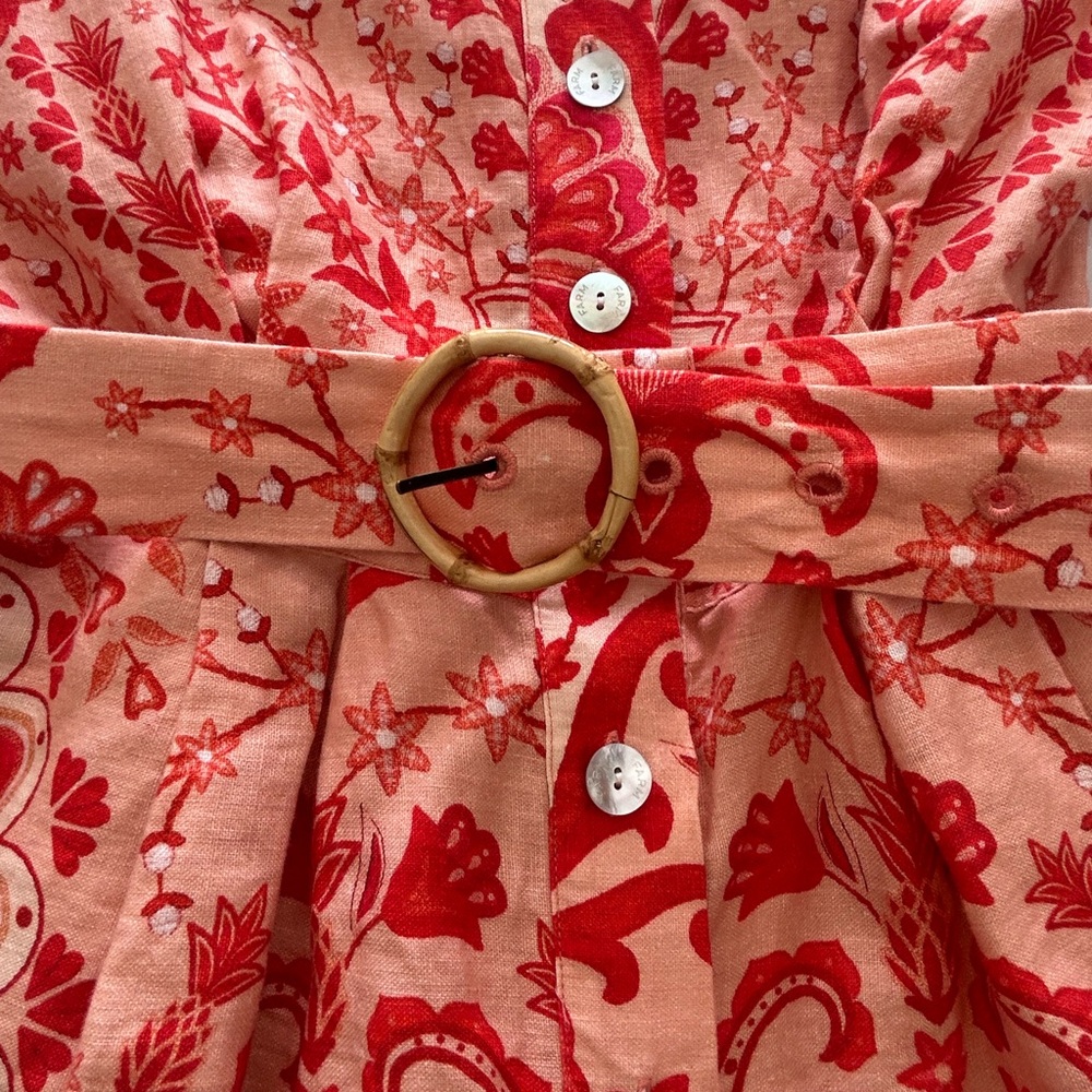 Farm Rio Jaipur Linen Print Romper with Belt - Picture 12 of 13